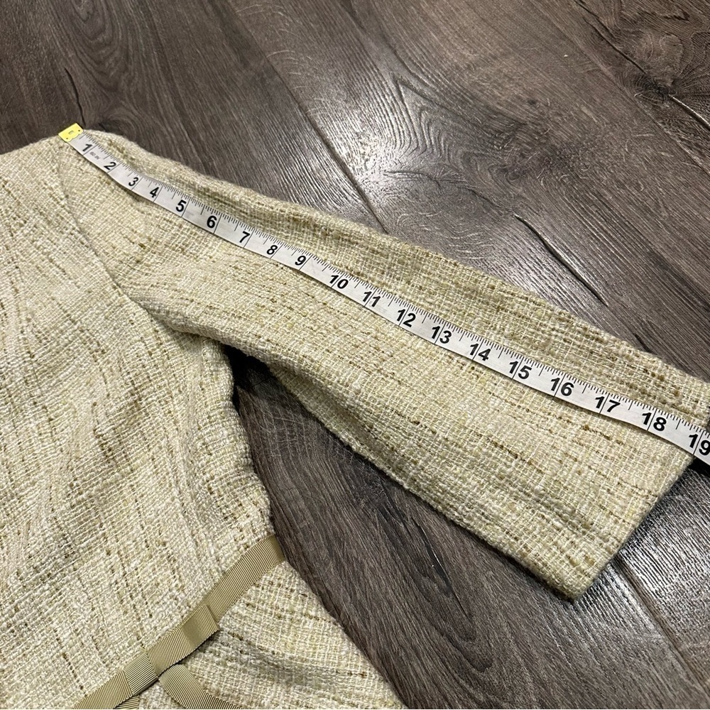 Ann Taylor Women's Size 4 Green Tweed Linen Blend Blazer Career Coquette Barbie - Picture 13 of 13